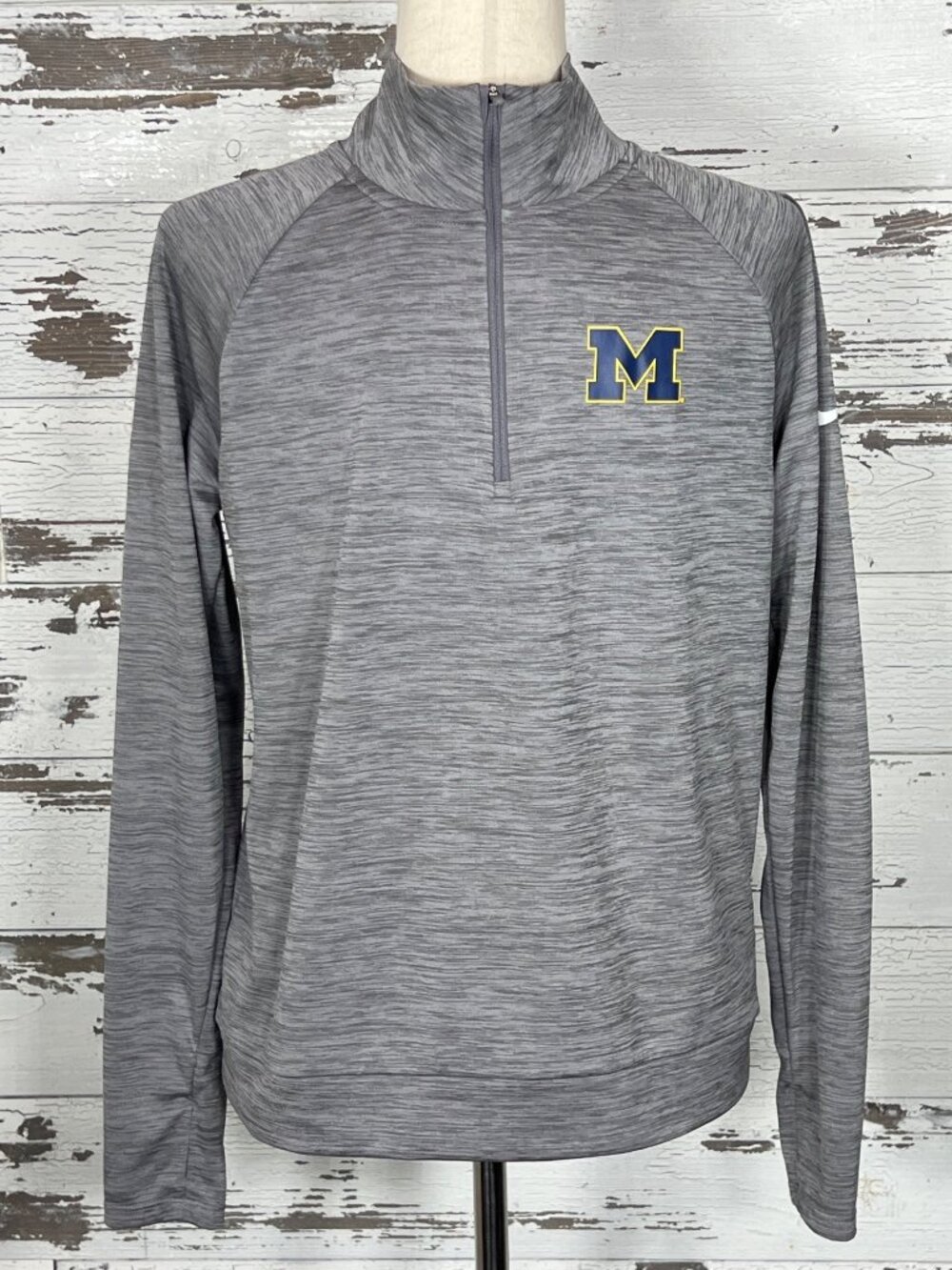 NIKE Dri-Fit Women's Michigan Wolverines Pacer 1/2 Zip Pullover Gray Sz S NWOT